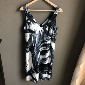 Vince Sleeveless Dress Blue White V Neck Cotton